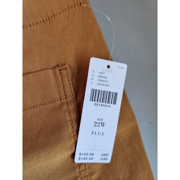 NWT Anthropologie Maeve The Colette Cropped Wide-Leg Pants Size 22W Gold #7D402 - Picture 6 of 10